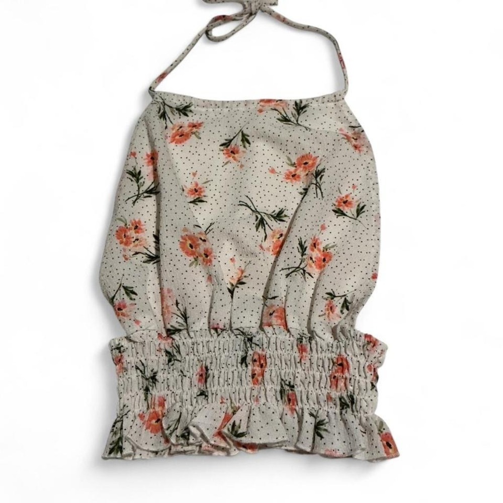 Forever 21‎ Halter Top Women Small White Floral backless